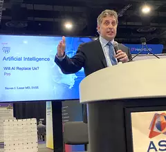 Steven Lester, MD, Mayo Clinic, explains how AI will soon revolutionize the echo lab. Photo by Dave Fornell. #ASE #ASE360