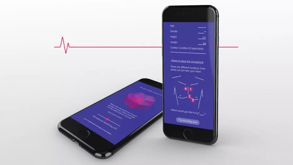 smartphone stethoscope Echoes. The application, called Echoes, was designed with help from the British Heart Foundation and Evelina Children’s Heart Organization. It uses an iPhone's built-in microphone to capture recordings of the user's heart. 