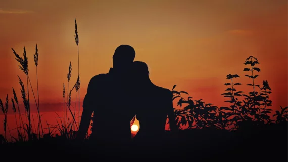 love romance couple sunset
