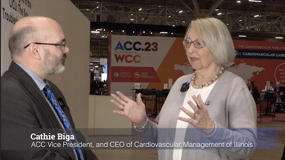 Cathie Biga, vice president of the American College of Cardiology (ACC) and president and CEO of Cardiovascular Management of Illinois, explains how ACC is becoming more involved in the business side of cardiology. She spoke in several sessions at the ACC 2023 meeting on cardiology business management topics. She brings her cardiac business management experience to ACC as the first non-clinician to take on a senior leadership role in the college. #ACC #ACC23